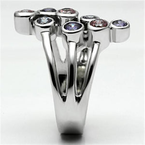 Lorna Cocktail Ring - Rhodium Brass, AAA CZ , Multi Color - 3W290