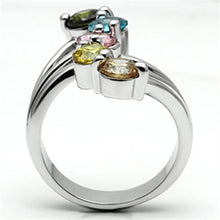 Load image into Gallery viewer, Lyra Cocktail Ring - Rhodium Brass, AAA CZ , Multi Color - 3W291