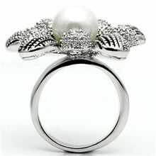Load image into Gallery viewer, 3W294 - Rhodium Brass Ring with Synthetic Pearl in White