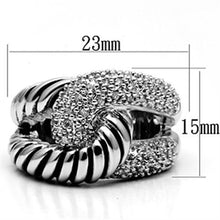 Load image into Gallery viewer, 3W298 - Rhodium Brass Ring with AAA Grade CZ  in Clear