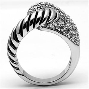 3W298 - Rhodium Brass Ring with AAA Grade CZ  in Clear