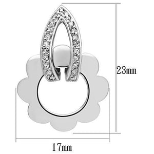 3W302 - Rhodium Brass Earrings with AAA Grade CZ  in Clear