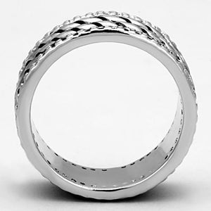 3W306 - Rhodium Brass Ring with AAA Grade CZ  in Clear