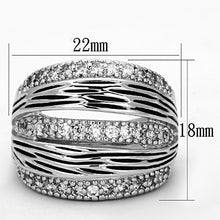 Load image into Gallery viewer, 3W307 - Rhodium Brass Ring with AAA Grade CZ  in Clear