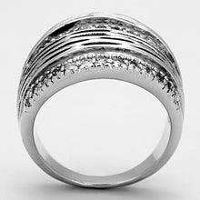 Load image into Gallery viewer, 3W307 - Rhodium Brass Ring with AAA Grade CZ  in Clear