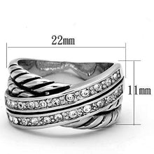 Load image into Gallery viewer, 3W311 - Rhodium Brass Ring with Top Grade Crystal  in Clear