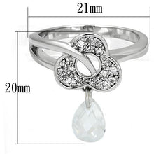 Load image into Gallery viewer, 3W312 - Rhodium Brass Ring with AAA Grade CZ  in Clear