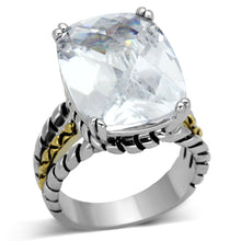 Load image into Gallery viewer, 3w316 - Reverse Two-Tone Brass Ring with AAA Grade CZ  in Clear