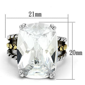3w316 - Reverse Two-Tone Brass Ring with AAA Grade CZ  in Clear