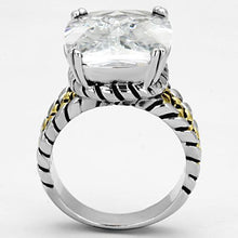 Load image into Gallery viewer, 3w316 - Reverse Two-Tone Brass Ring with AAA Grade CZ  in Clear