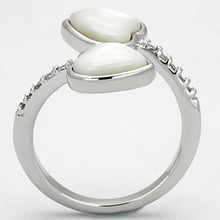 Load image into Gallery viewer, 3w317 - Rhodium Brass Ring with Precious Stone Conch in White