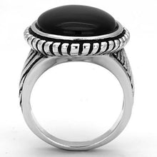 Load image into Gallery viewer, 3w318 - Rhodium Brass Ring with Semi-Precious Onyx in Jet