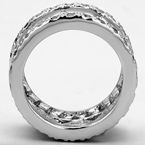 3w319 - Rhodium Brass Ring with AAA Grade CZ  in Clear