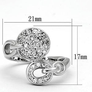 3W321 - Rhodium Brass Ring with AAA Grade CZ  in Clear