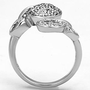 3W321 - Rhodium Brass Ring with AAA Grade CZ  in Clear
