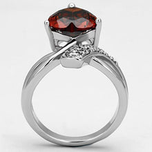 Load image into Gallery viewer, 3W323 - Rhodium Brass Ring with AAA Grade CZ  in Garnet