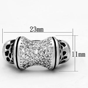 3W324 - Rhodium Brass Ring with AAA Grade CZ  in Clear