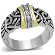Load image into Gallery viewer, 3W327 - Reverse Two-Tone Brass Ring with Top Grade Crystal  in Clear