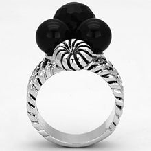 Load image into Gallery viewer, 3W330 - Rhodium Brass Ring with AAA Grade CZ  in Black Diamond