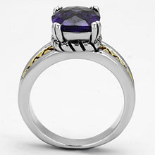 Load image into Gallery viewer, 3W331 - Reverse Two-Tone Brass Ring with AAA Grade CZ  in Amethyst