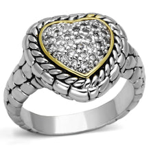Load image into Gallery viewer, 3W333 - Reverse Two-Tone Brass Ring with AAA Grade CZ  in Clear