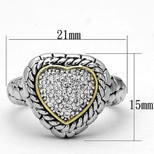 Load image into Gallery viewer, 3W333 - Reverse Two-Tone Brass Ring with AAA Grade CZ  in Clear