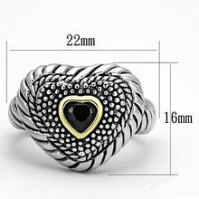 Load image into Gallery viewer, 3W334 - Reverse Two-Tone Brass Ring with AAA Grade CZ  in Black Diamond