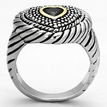 Load image into Gallery viewer, 3W334 - Reverse Two-Tone Brass Ring with AAA Grade CZ  in Black Diamond