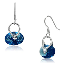 Load image into Gallery viewer, 3W338 - Rhodium Brass Earrings with Synthetic Synthetic Glass in Sea Blue