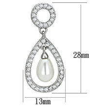 Load image into Gallery viewer, 3W341 - Rhodium Brass Earrings with Synthetic Pearl in White