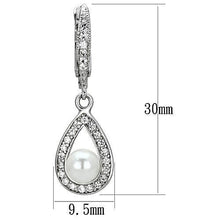 Load image into Gallery viewer, 3W344 - Rhodium Brass Earrings with Synthetic Pearl in White