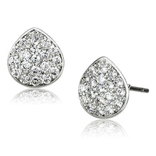 Load image into Gallery viewer, 3W352 - Rhodium Brass Earrings with AAA Grade CZ  in Clear