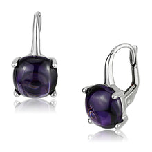 Load image into Gallery viewer, 3W353 - Rhodium Brass Earrings with AAA Grade CZ  in Amethyst