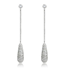 Load image into Gallery viewer, 3W355 - Rhodium Brass Earrings with AAA Grade CZ  in Clear