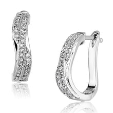 Load image into Gallery viewer, 3W358 - Rhodium Brass Earrings with AAA Grade CZ  in Clear