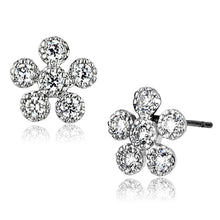 Load image into Gallery viewer, 3W359 - Rhodium Brass Earrings with AAA Grade CZ  in Clear