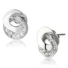 Load image into Gallery viewer, 3W376 - Rhodium Brass Earrings with AAA Grade CZ  in Clear