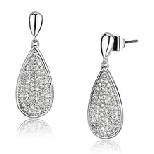 Load image into Gallery viewer, 3W380 - Rhodium Brass Earrings with AAA Grade CZ  in Clear