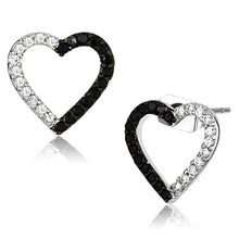 Load image into Gallery viewer, 3W381 - Rhodium + Ruthenium Brass Earrings with AAA Grade CZ  in Jet