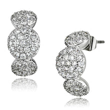 Load image into Gallery viewer, 3W390 - Rhodium Brass Earrings with AAA Grade CZ  in Clear