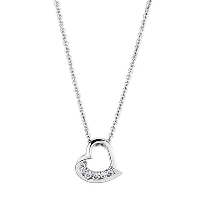 3W410 - Rhodium Brass Necklace with AAA Grade CZ  in Clear