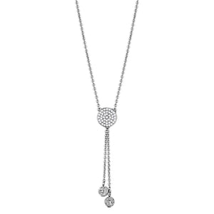 3W429 - Rhodium Brass Necklace with AAA Grade CZ  in Clear