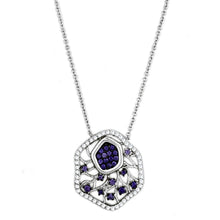 Load image into Gallery viewer, 3W438 - Rhodium + Ruthenium Brass Necklace with AAA Grade CZ  in Amethyst