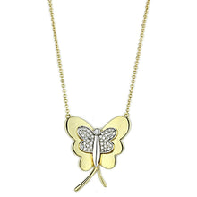 Load image into Gallery viewer, 3W459 - Gold+Rhodium Brass Necklace with AAA Grade CZ  in Clear