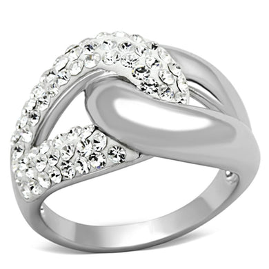 3W466 - Rhodium Brass Ring with Top Grade Crystal  in Clear