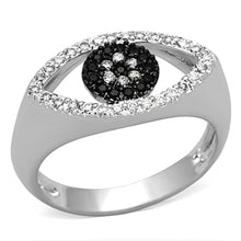 Load image into Gallery viewer, 3W470 - Rhodium + Ruthenium Brass Ring with AAA Grade CZ  in Black Diamond