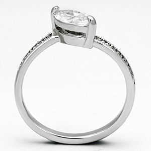 3W528 - Rhodium Brass Ring with AAA Grade CZ  in Clear
