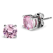 Load image into Gallery viewer, 3W545 - Rhodium Brass Earrings with AAA Grade CZ  in Rose