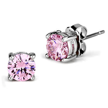 Load image into Gallery viewer, 3W552 - Rhodium Brass Earrings with AAA Grade CZ  in Rose