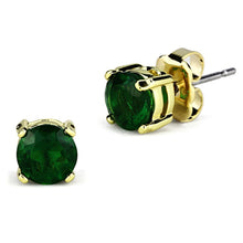Load image into Gallery viewer, 3W558 - Gold Brass Earrings with Synthetic Synthetic Glass in Emerald